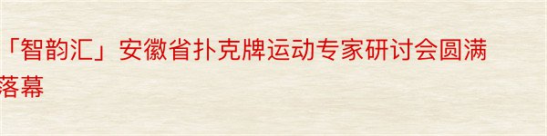 「智韵汇」安徽省扑克牌运动专家研讨会圆满落幕