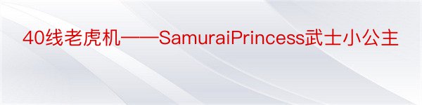 40线老虎机——SamuraiPrincess武士小公主